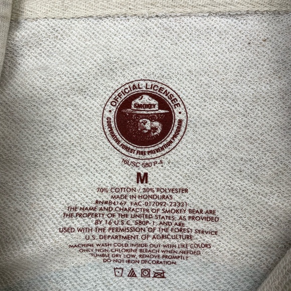 Smokey The Bear Full Zip Hoodie Sweatshirt Women's Size Medium - Picture 5 of 7